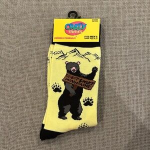 Crazy Socks with Bear Design fits men’s show size 6-12 crew one pair brand new